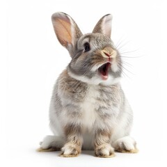 Obraz premium Cute rabbit screaming isolated on white background