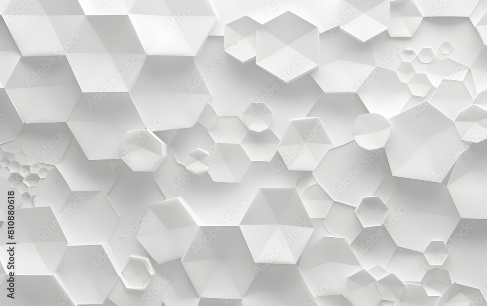 Aufkleber abstract white background with hexagon patterns, simple geometric shapes for technology or science c