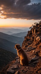 dog on top of a mountain