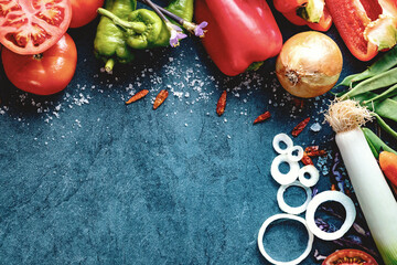 Fondo de comida vegetariana y diseño de collage de recetas de cocina.
Alimentos saludables....