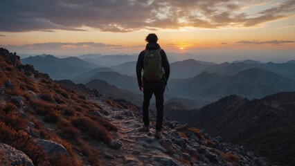 A man on top of a mountain