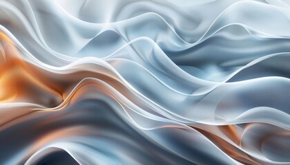 Obraz premium Abstract background with wavy lines and waves in different shades of blue, gray, brown and white colors