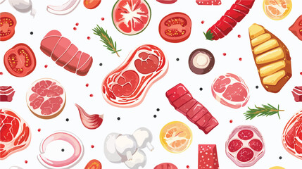 Decorative seamless pattern with delicious meat 