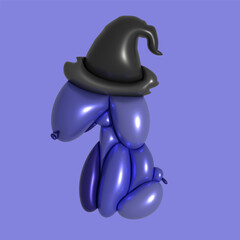 3D Balloon Dog Vector Illustration Halloween Costume Wizard