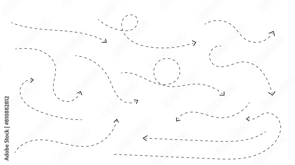 Wall mural clean dot style hand drawn doodle arrows set. clean dot arrows style doodle set hand drawn. curve do