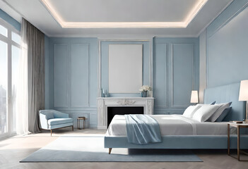 Interno casa. Camera da letto matrimoniale elegante e moderna.