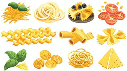 Different types of Italian pasta. Vector illustration