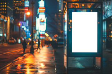 Blank mock up of vertical street poster billboard on city background
