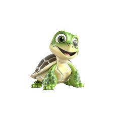 Fototapeta premium Cute cartoon turtle on white background