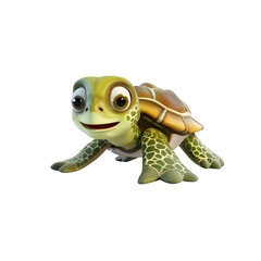 Fototapeta premium Cute cartoon turtle on white background