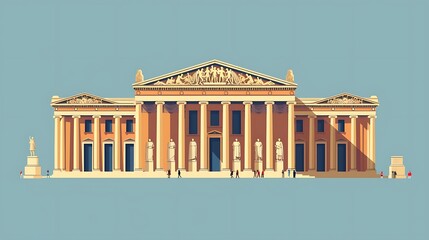  International Museum Day. exterior of a classic museum building. isolated solid color background. good to commemorate international museum day