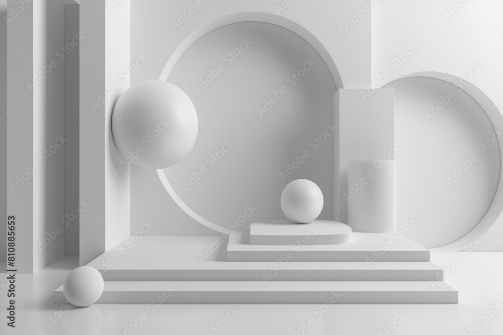 Poster elegant monochromatic display of geometric shapes in a minimalist design
