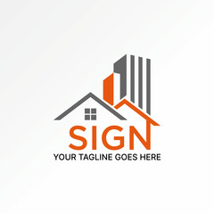 Logo design graphic concept creative vector premium stock abstract word text Sign with roof house and building. Related to property architecture home