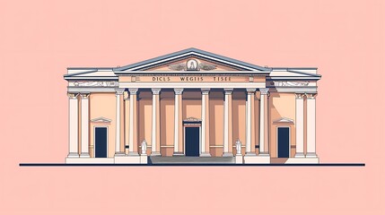 International Museum Day. exterior of a classic museum building. isolated solid color background. good to commemorate international museum day