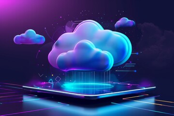 creative 3d cloud computing icon