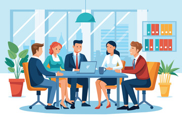 A team of professionals discussing in a modern office setting. Ai generated