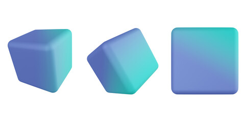 3d cube, geometric shapes 3d set, transparent background