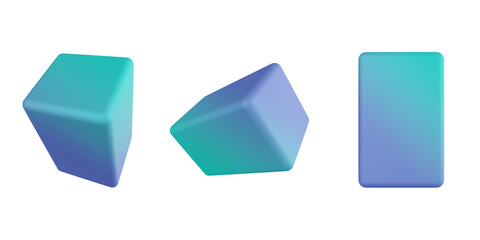 3d cuboid, geometric shapes 3d set, transparent background