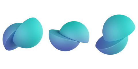3d half sphere, geometric shapes 3d set, transparent background