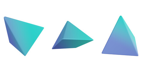 3d pyramid, geometric shapes 3d set, transparent background