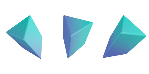 3d triangular prism, geometric shapes 3d set, transparent background