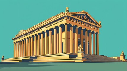  International Museum Day. exterior of a classic museum building. isolated solid color background. good to commemorate international museum day