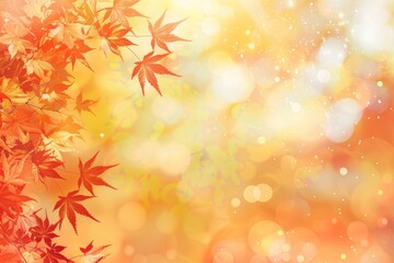 web banner design for autumn season with red and yellow leaves bokeh background