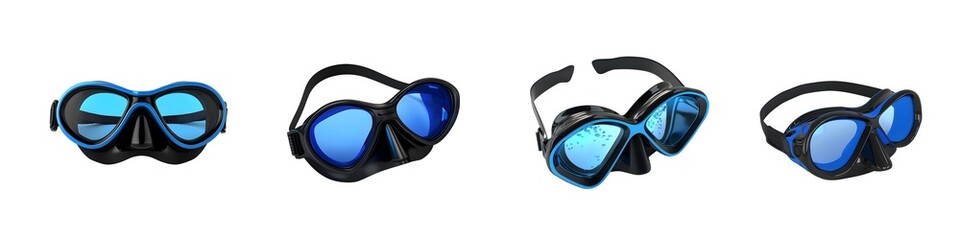 Pack of swimming goggles Isolated on transparent background, png