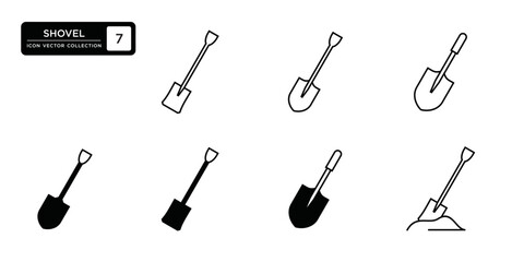 Shovel icon collection, vector icon templates editable and resizable.