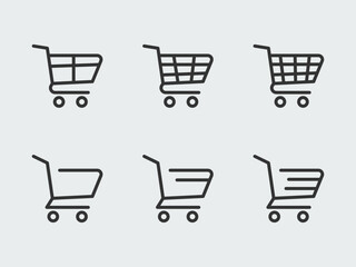 Shopping cart icon set. Easy editable vector design.