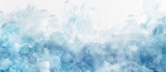 Azure watercolor splash in a natural landscape, freezing wind wave art