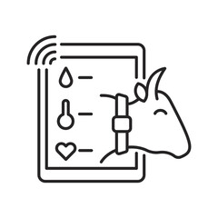 Smart farm line icon, smart farming and agriculture icon or sign, vector icon