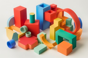 Colorful geometric shapes arrangement