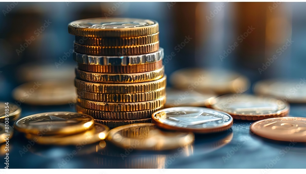 Poster Each coin in the stack symbolizes a step towards financial security and achieving one's monetary goals