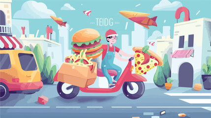 Fototapeta na wymiar Fast food delivery service. Mobile app order food onl