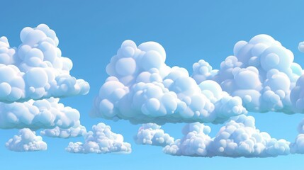 Vibrant Cartoon Clouds Against Clear Blue Sky