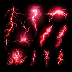 Striking Digital Art of Red Lightning Bolts on Dark Background