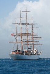 Tall ship in the Caribbean Sea.
