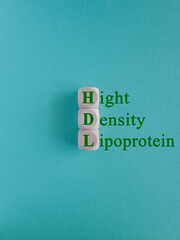 HDL - High-density lipoprotein acronym with marker. Concept words HDL - High-density lipoprotein on...