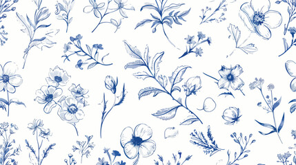Floral seamless pattern with scattered blooming garde