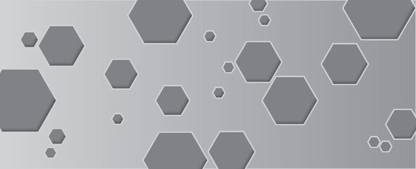 Abstract gray background with 3D white hexagons. Digital future technology concept. vector illustration.