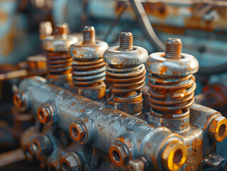 closeup of the engine head