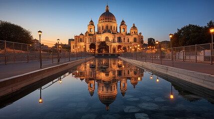 cathedral of st peter and paul at night  HD 8K wallpaper Stock Photographic Image