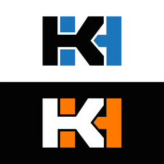Obraz premium KH logo. K H design. White KH letter. KH, K H letter logo design. Initial letter KH linked circle uppercase monogram logo.