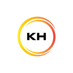 KH logo. K H design. White KH letter. KH, K H letter logo design. Initial letter KH linked circle uppercase monogram logo.