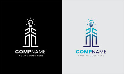 Light tower, light powerhouse, building ocean sea natural hill icon sample design template 