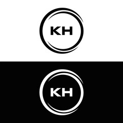KH logo. K H design. White KH letter. KH, K H letter logo design. Initial letter KH linked circle uppercase monogram logo.