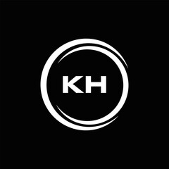 KH logo. K H design. White KH letter. KH, K H letter logo design. Initial letter KH linked circle uppercase monogram logo.