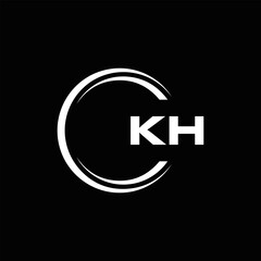 KH logo. K H design. White KH letter. KH, K H letter logo design. Initial letter KH linked circle uppercase monogram logo.