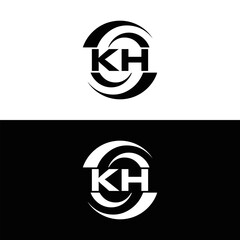 KH logo. K H design. White KH letter. KH, K H letter logo design. Initial letter KH linked circle uppercase monogram logo.